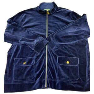 NWOT Deep Blue Velvet Ralph Lauren Size 3X Double Pocket Gold Hardware Jacket